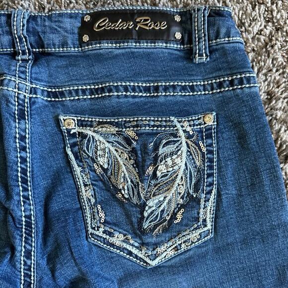 Women’s Cedar Rose Western Bling Medium Wash Denim Bootcut Jeans Size 30 - Picture 5 of 5